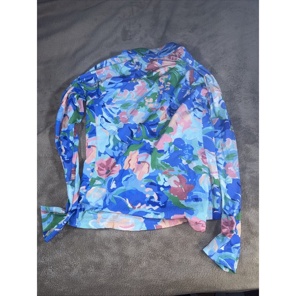 NEW Walter Hagen Womens P11 UPF 50+ Quarter Zip Blue Gouache Floral S - Picture 6 of 6